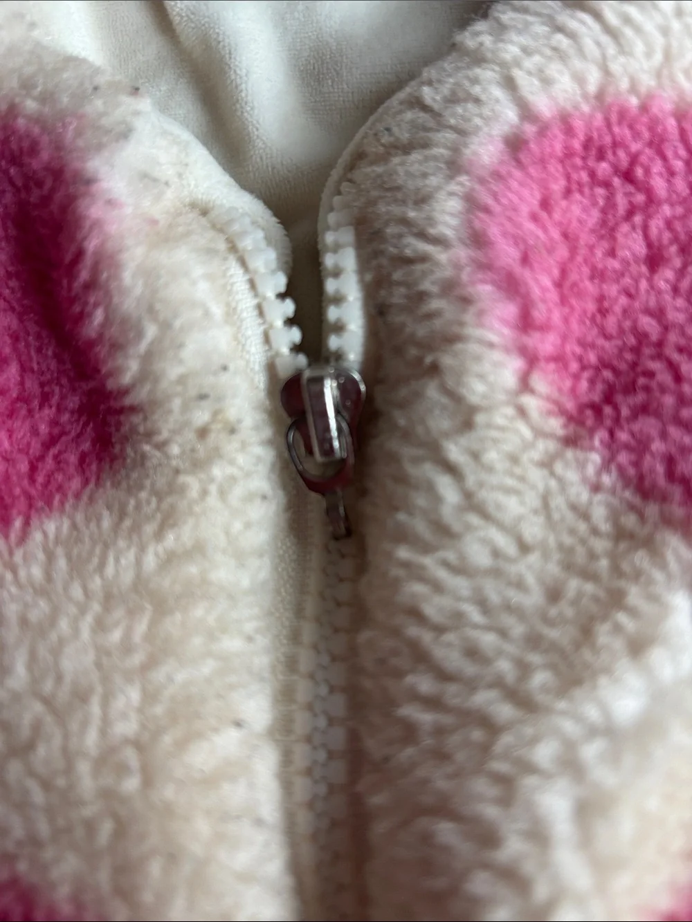 Lola + The Boys Cream Sherpa Jacket with Pink Hearts sz6